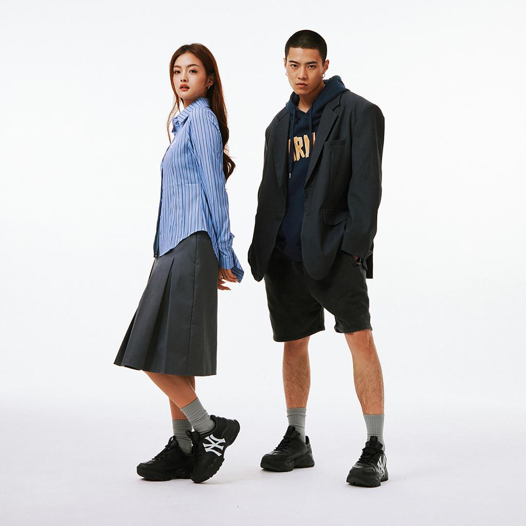 New MLB Big Ball Chunky Low Top Chunky Sneakers Unisex Black 3ASHC104N-50BKS