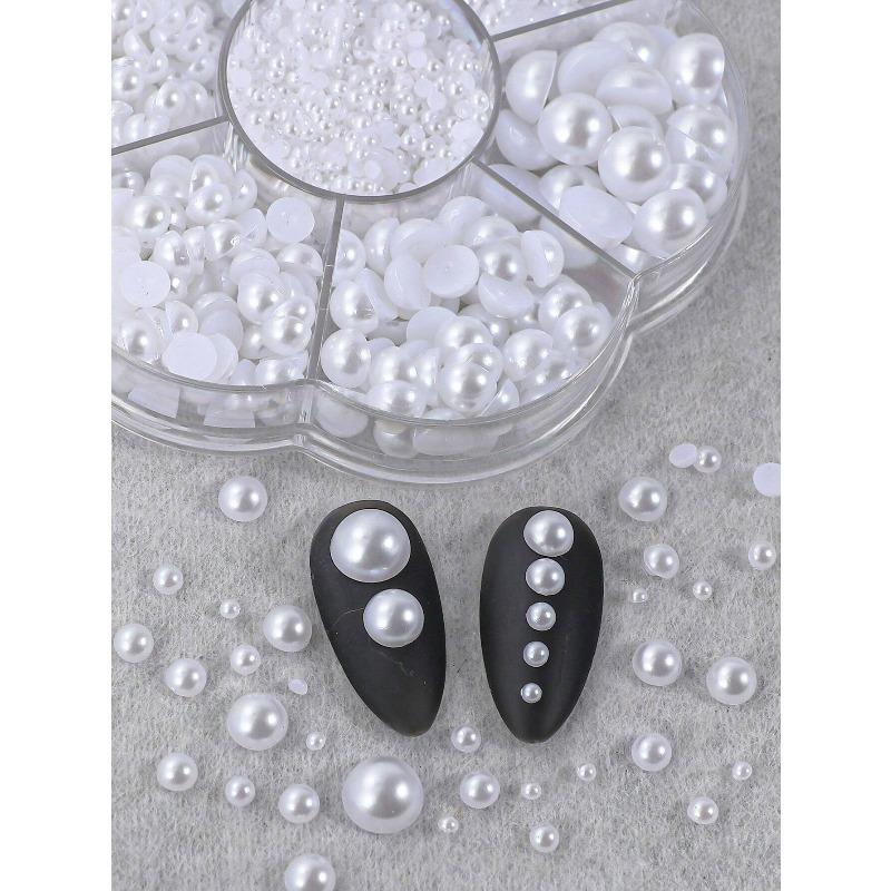 2000Pcs/Box Faux Pearl Nail Art Decoration Half Round Beads Nail Diy Jewelry Different Sizes Nail Charms Nail Art Supplies