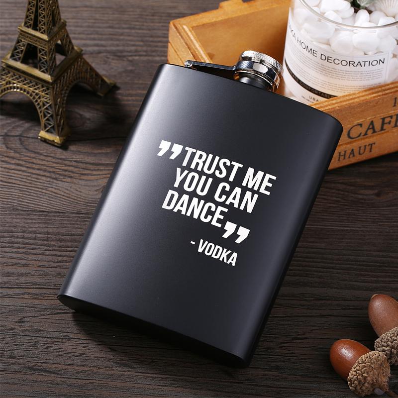8 OZ Ounces Black Matte Metal Gift Stainless Steel Hip Flask Flagon Alcohol Bottle Whisky Vodka Laser Engraved LOGO Custom Made