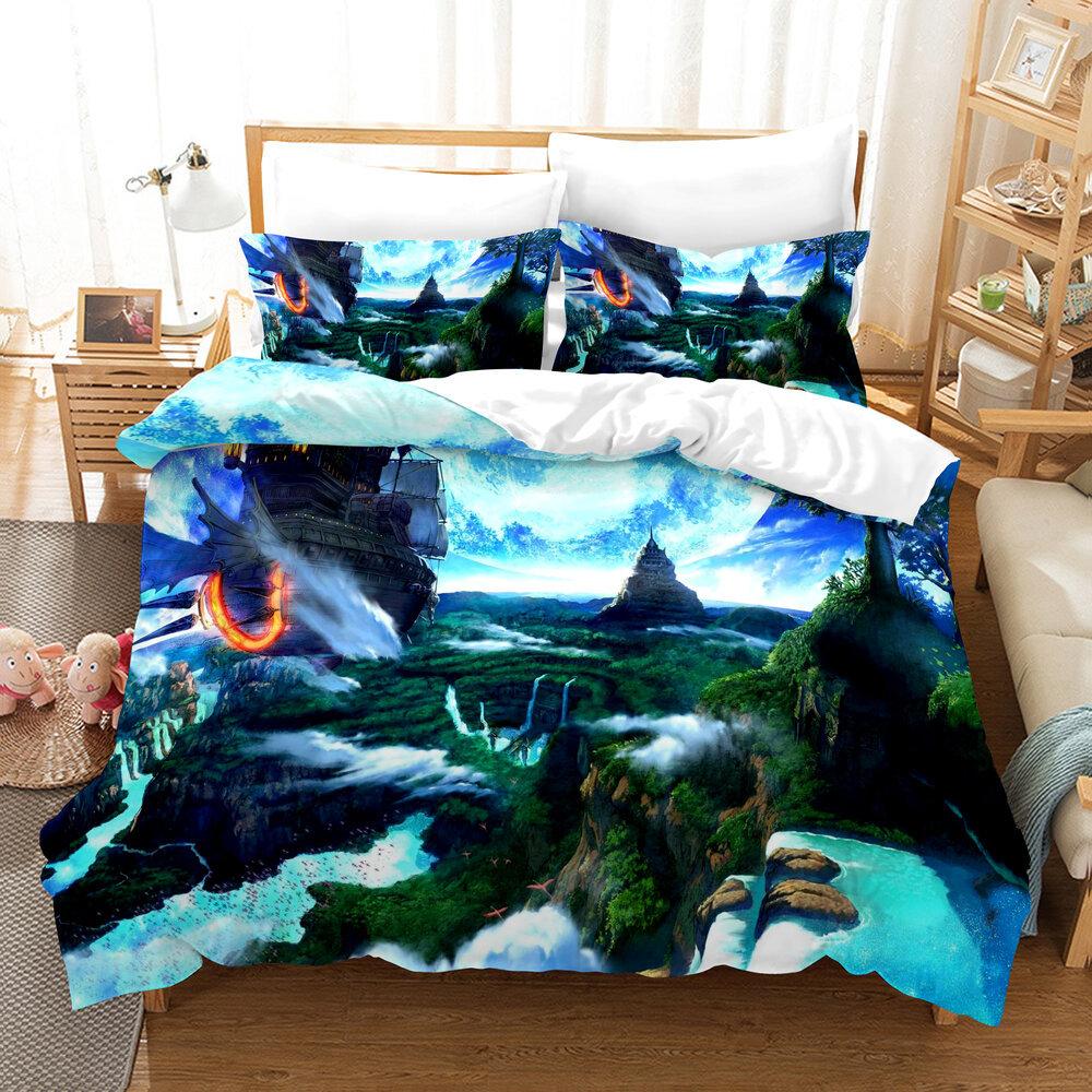 Dream Landscape 3D Digital Printing Three-Piece Quilt Cover Sheet Kit