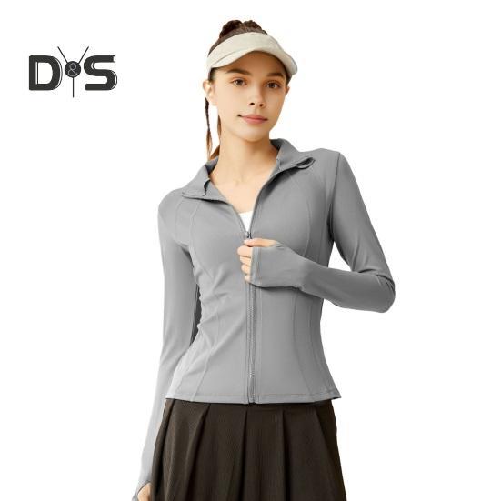 

Женская спортивная куртка с защитой от солнца, с длинным рукавом и застежкой-молнией, быстросохнущие куртки для тренировок, бега, йоги, велоспорта, пешего туризма M серый