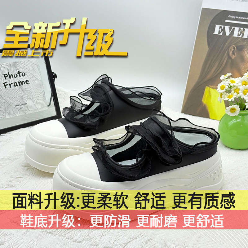 

Popular versatile commuter thick bottom heightening casual cool slippers women s wear 2025 new summer baotou half slippers 35