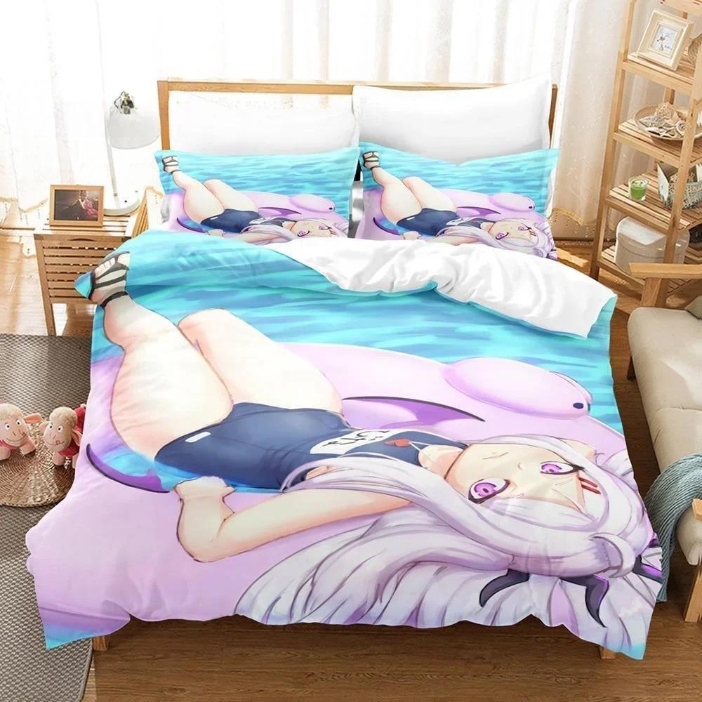 Anime Bed Sheet Kawaii Girl Blue Archive Bedding Set Single Twin Full Queen King Size Bed Set Aldult Kid Bedroom Duvetcover Sets