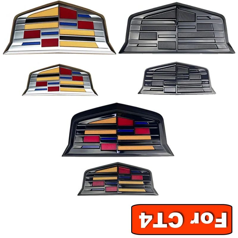 2PCS Car Front Rear Logo Cover Grille Trunk Badge Stickers for Cadillac CT4 2025 2024 2017 2020 Replacement Emblem Accessories