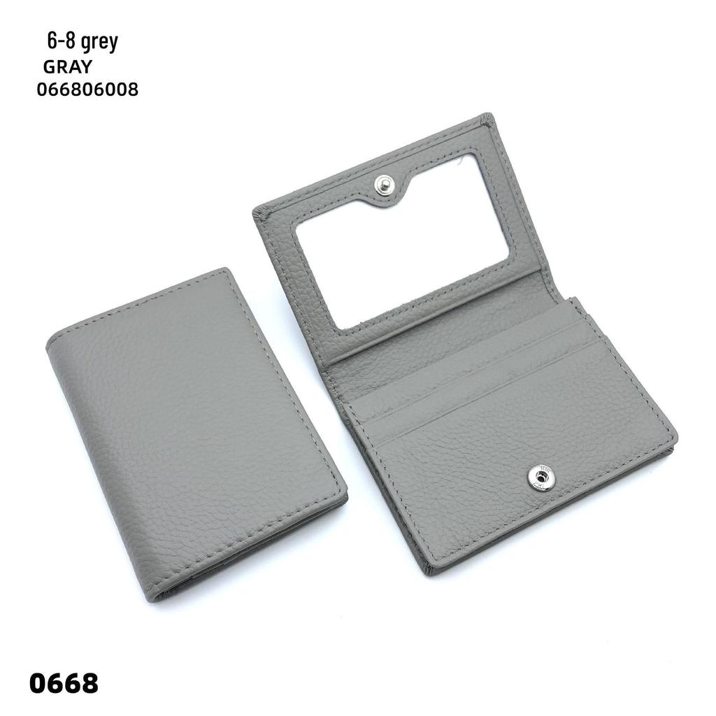 Premium Leather Card Holder: Unisex Cowhide Business Case with Mirror Window, Snap Closure & Coin Purse.