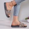 Leopard Print Slippers Women's 2025 Summer New Korean Version Outer Wear One-word Sandals Lazy Slippers Flat-bottomed Versatile Beach Slippers