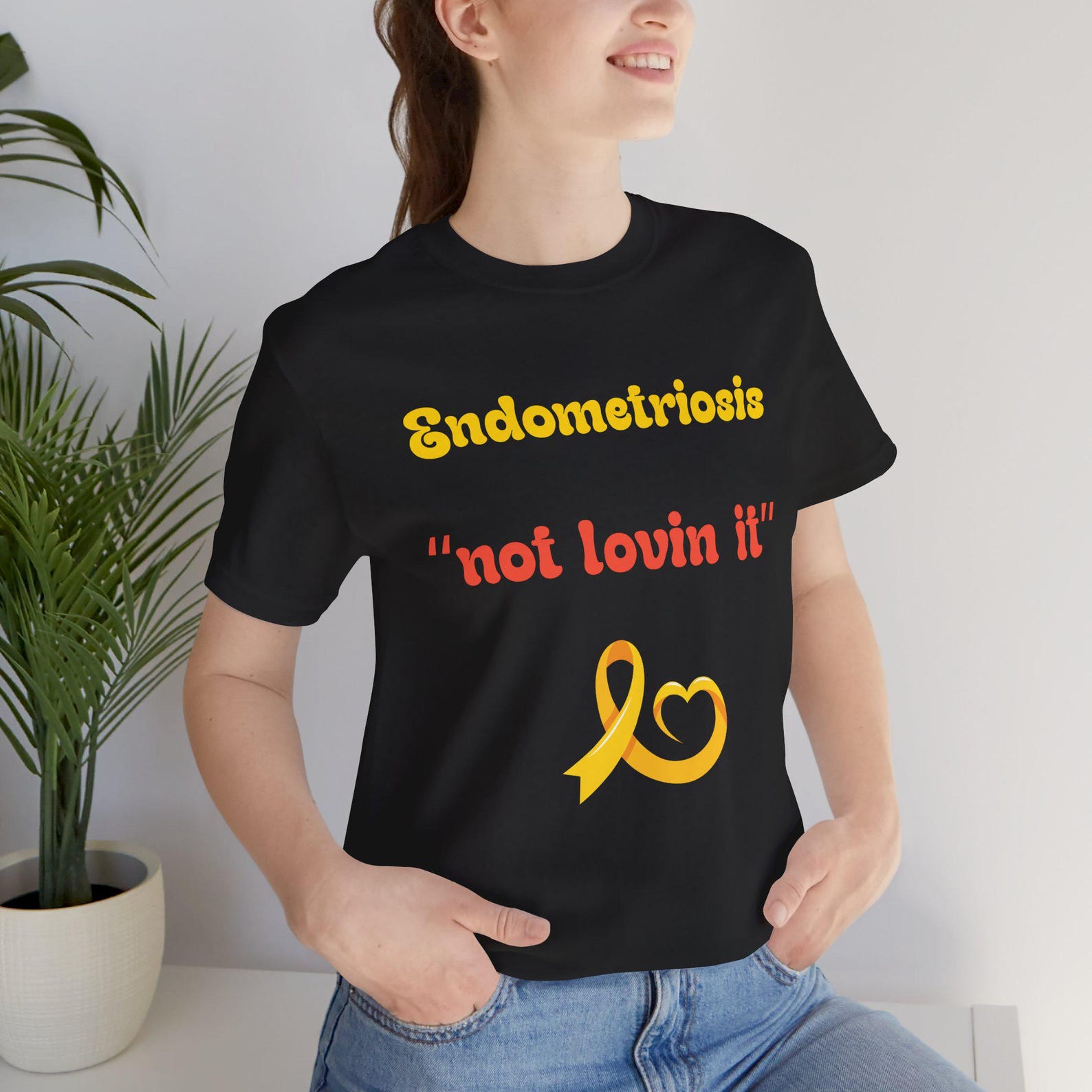 Endometriosis  not lovin it  T-Shirt | Awareness Ribbon Tee (bella and canvas) M