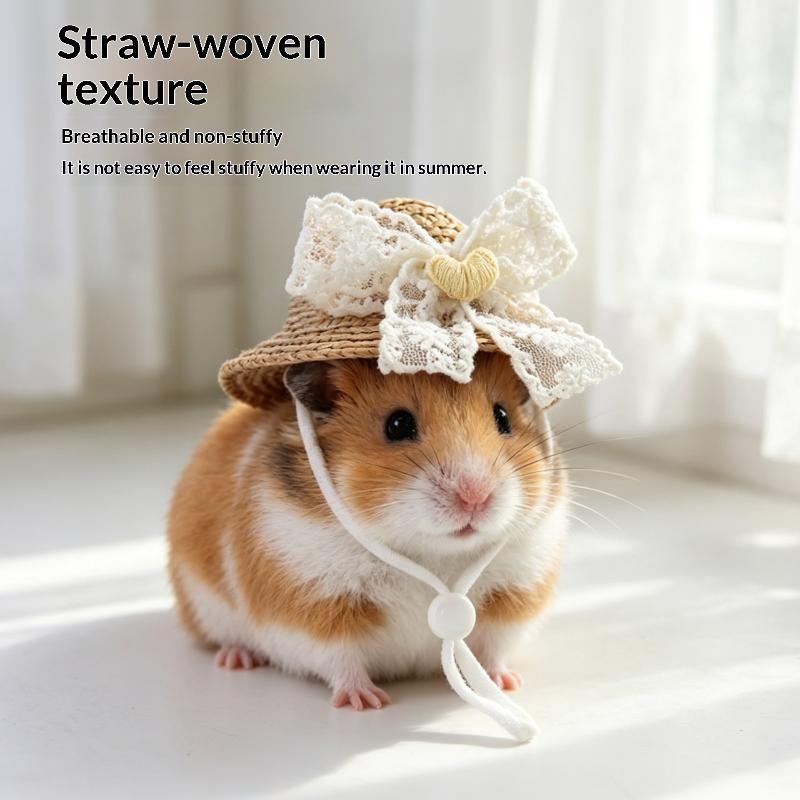 Cute Small Pet Crochet Hat Mini Pet Hamster Parrot Chipmunk Headwear For Hamster Guinea Pig Small Pet Decoration Accessories
