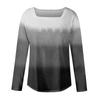 Women's Fashionable Waist Square Neck Long Sleeve Gradient Print T-Shirt Top