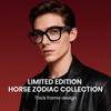 Cyxus 2026 Zodiac of the Auspicious Fashion Glasses with Blue Light and UV Unisex "Year Horse" Glasses, Protection, Stylish, (8153T01 Black)