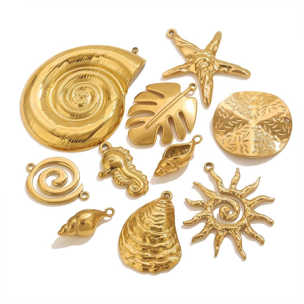 Yori 5 Stück Wasserdicht Edelstahl Seepferdchen Muschel Halskette Anhänger für Schmuckherstellung DIY Hohe Qualität Charms