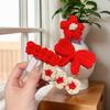 4Pcs Cute Knit BB Hair Clips Handmade Flower Bow Bang Clips for Kids Perfect for Christmas Festival Celebration
