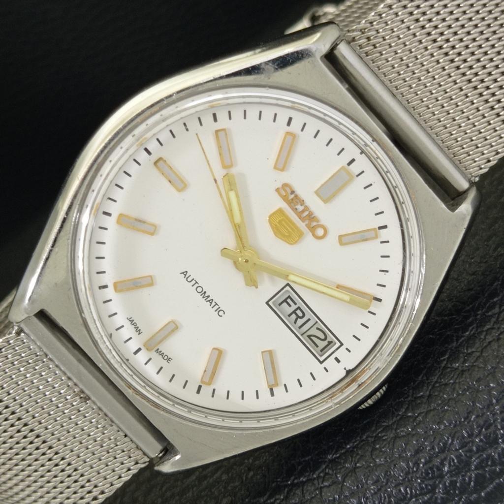 AUTOMATIC 6309A VINTAGE SEIKO 5 JAPAN MENS WHITE COLOR DIAL WATCH a701460-5 R206b-a701460