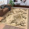 Vintage World Map Carpet Design suitable as a non-slip mat for the living room or bedroom sofa