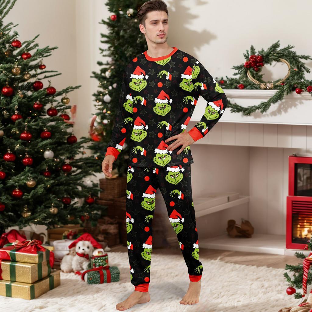 Christmas Print Cute Family Set Pajamas, Home Clothes, Family Set Long Sleeve Top Pants Set