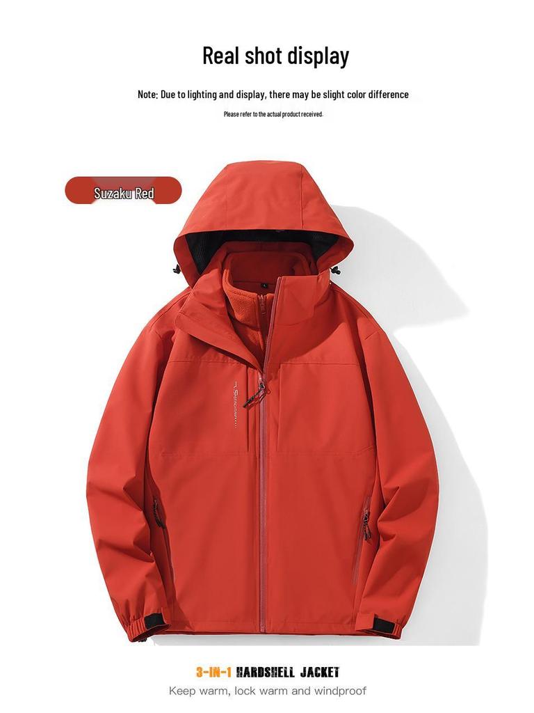3-in-1 Outdoorjacke für Paare mit herausnehmbarem Futter - Winddicht, wasserabweisend und wasserdicht für den Bergsport
