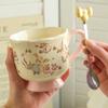 High-Value Wind Ceramic Cup With Spoon, Cute Girl Couple Water Cup Gift Box, High-End Souvenir