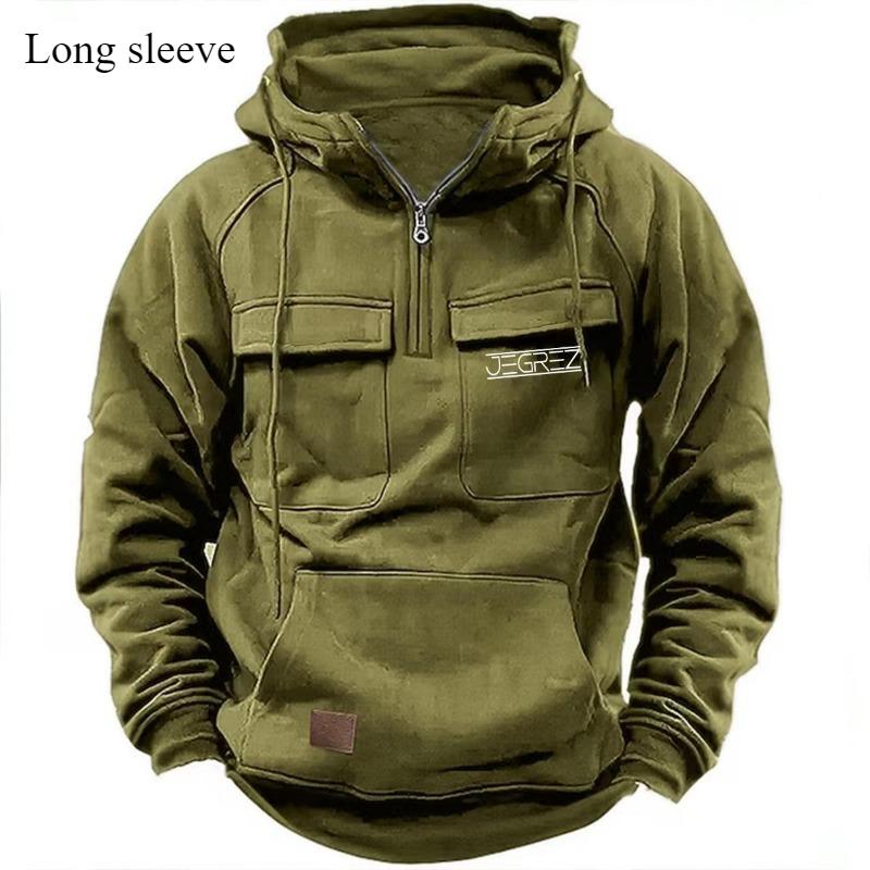 Loose Multi-pocket Solid Hooded Warm Thick Men's Hoodie New Fashion Color Long-sleeved Winter Casual Sweatshirt