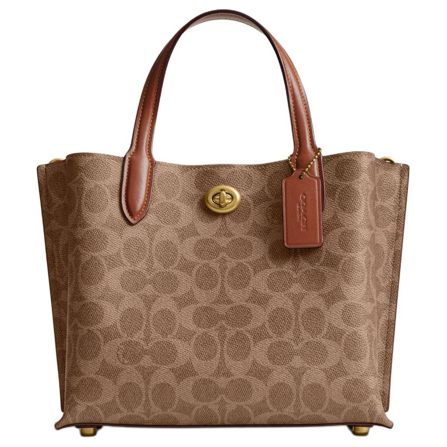 Coach Women's Brown Willow 24 Classic Logo Turnlock Closure Tote Bag Tote Bags Caramel C8562-B4xhg