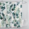 Watercolor Leaves On The Top Plant With Floral Bathroom Greenery Leaf Decoration Watercolor Botanical Shower Curtain With Hooks