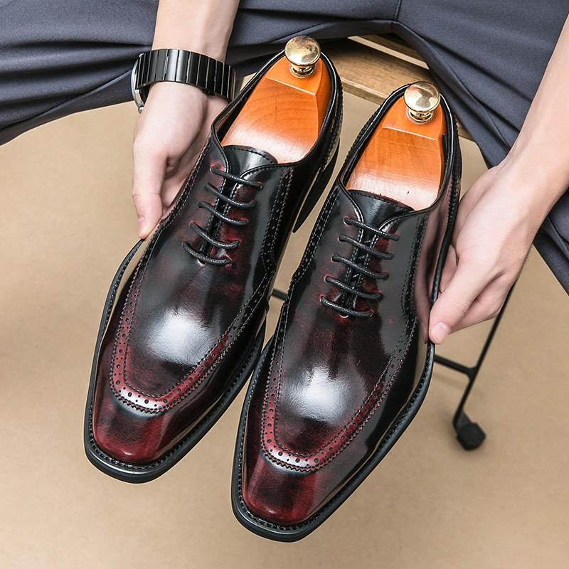 Luxury Designer Men's Red Black Lace Up Oxford Shoes British Gentleman Formal Wedding Dress Homecoming Sapatos Tenis Masculino