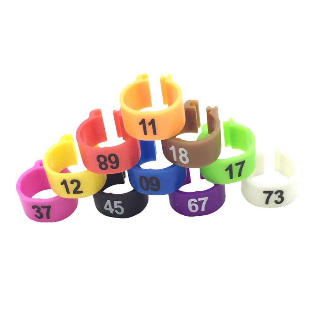 100 PCS NO.1-100 Pigeon Rings Color Foot Ring Bird Management Logo Pigeon Chicken Quail Ring Animal Feeding Tools