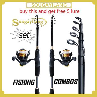 Fishing Rod Reel Set Telescopic Fishing Rod Pole  Spinning Reel Travel Sea Saltwater Freshwater Kits