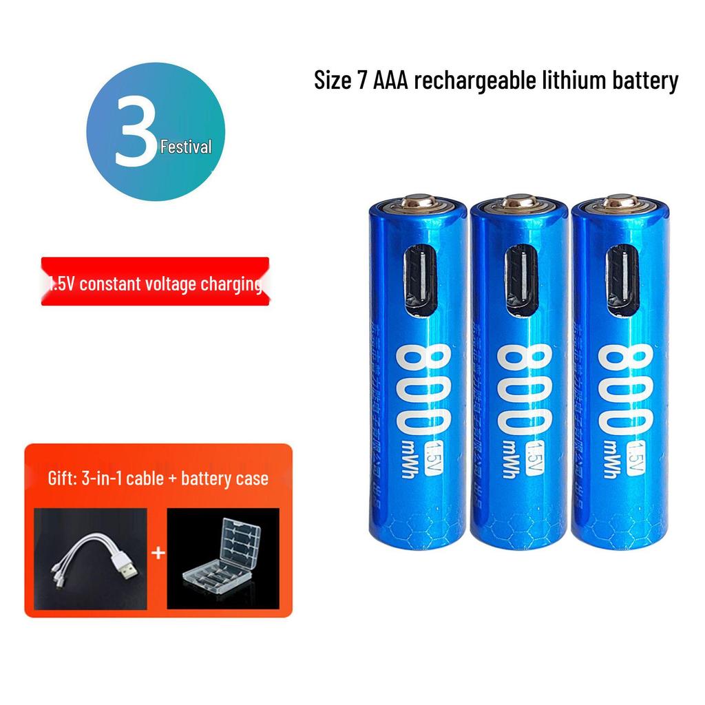 USB Rechargeable Lithium Battery Pack: No. 5 & No. 7, High-Capacity, 1.5V Constant Voltage for Microphones, Door Locks, & Toys