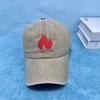 Washed Embroidered Fire Pattern Baseball Hat with Sunscreen, Sunshade, Party Travel Hat Simple Design