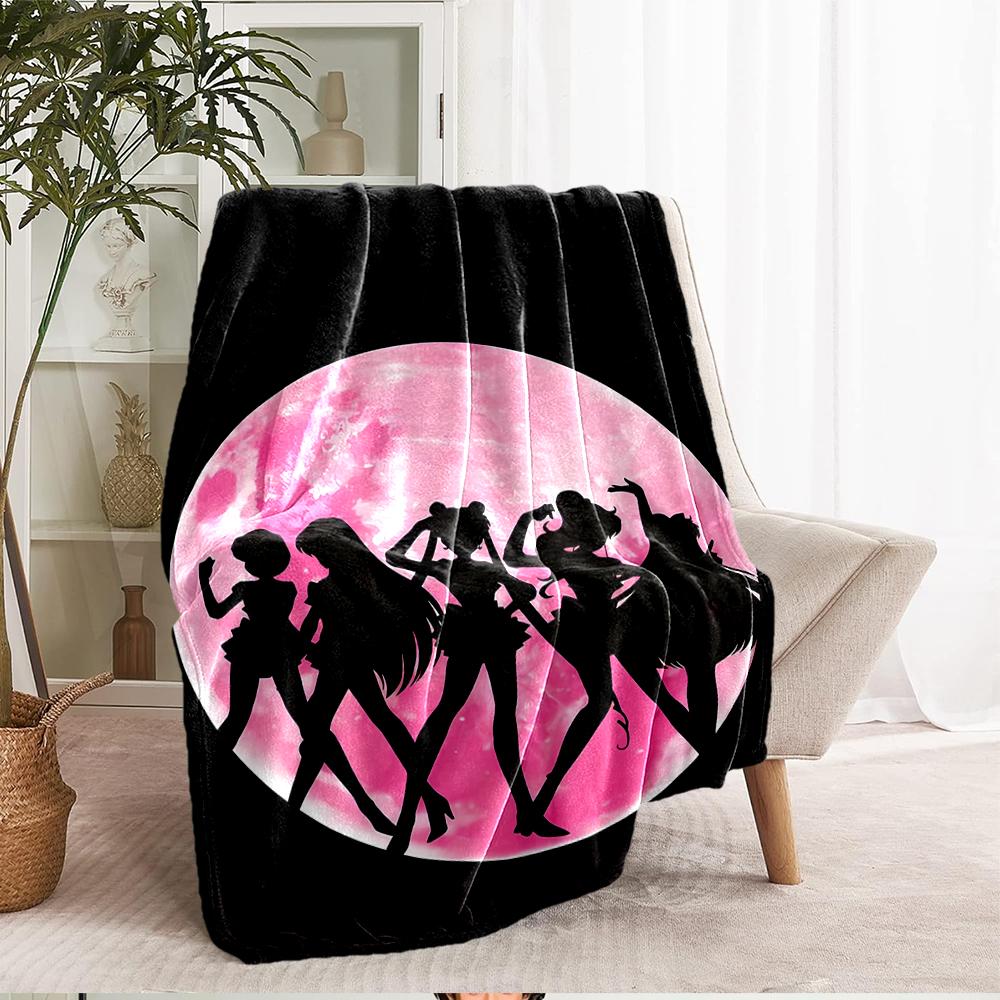 Sailor Moon Theme Printed Blanket - Perfect for Couch, Bed, Travel & Outdoor Use | Machine Washable, Cozy & Durable.
