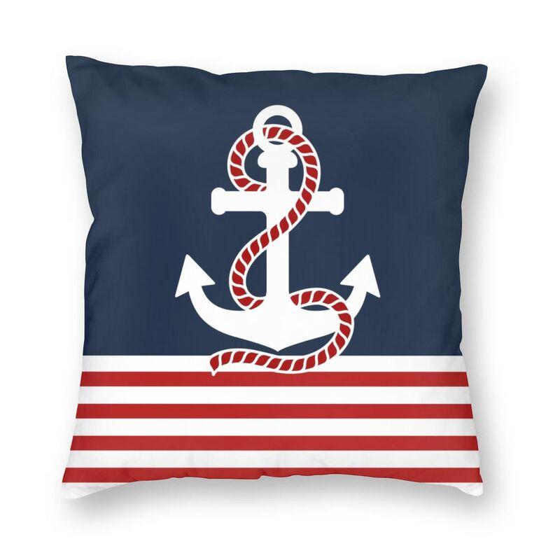 Kaufe Nautical Stripes And Red Anchor Pillow Case 40x40cm Home Decoration Sailing Sailor Luxury