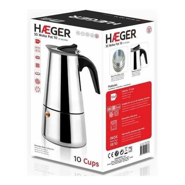 Cafetière Italienne Haeger Moka Acier Inoxydable 18/10 6 Asses - Haeger - Gris