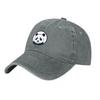 Panda Logo Washed Canvas Baseball Cap Unisex Adjustable Hat Classic Vintage Style Outdoor Sun Protection Headwear