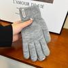 Women's Knitted Warm Gloves Thickened Plush Solid Color Simple Cycling Touch Screen Gloves