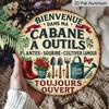 2D Flat, 1pc 7.87x7.87 Inch Round French Aluminum Sign, Vintage Decorative Plaque with "Welcome To My Tool Shed" Design, Garden Decor Sign, Suitable