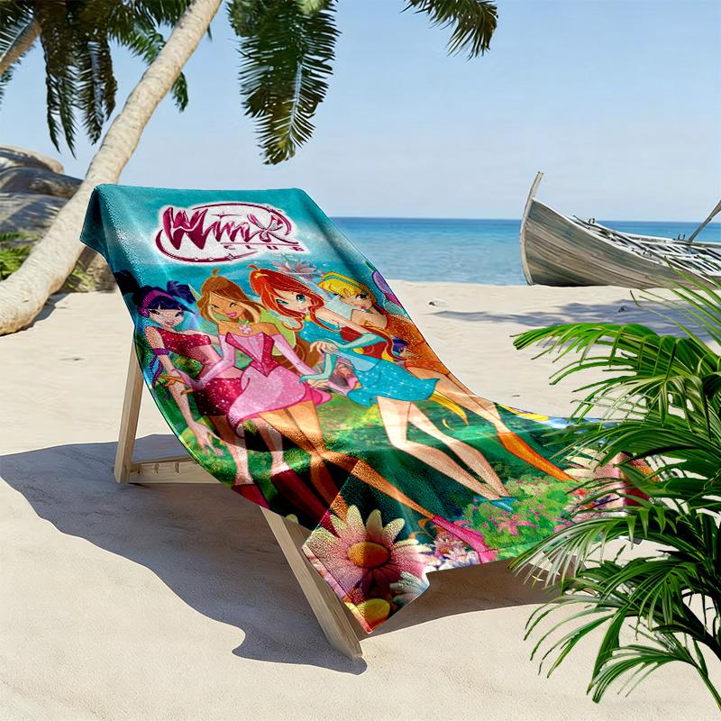 Winx Club Print Beach Towel, Large Soft Quick Dry Towel for Beach Camping Swimming