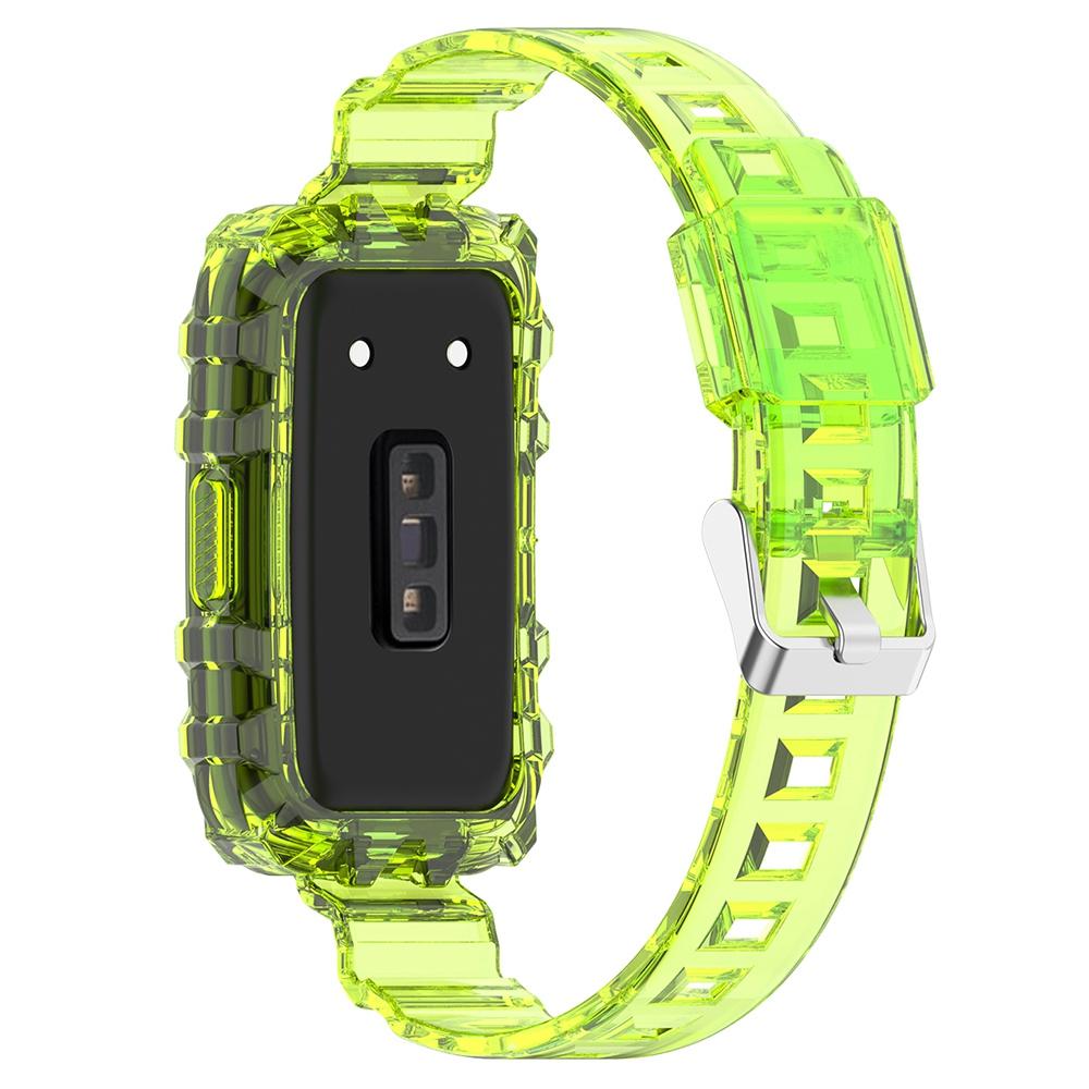 

For Huawei Band 7/Band 6/Honor Band 6 Replacement Transparent TPU Watch Strap Wrist Band with Watch Case Transparent Yellow