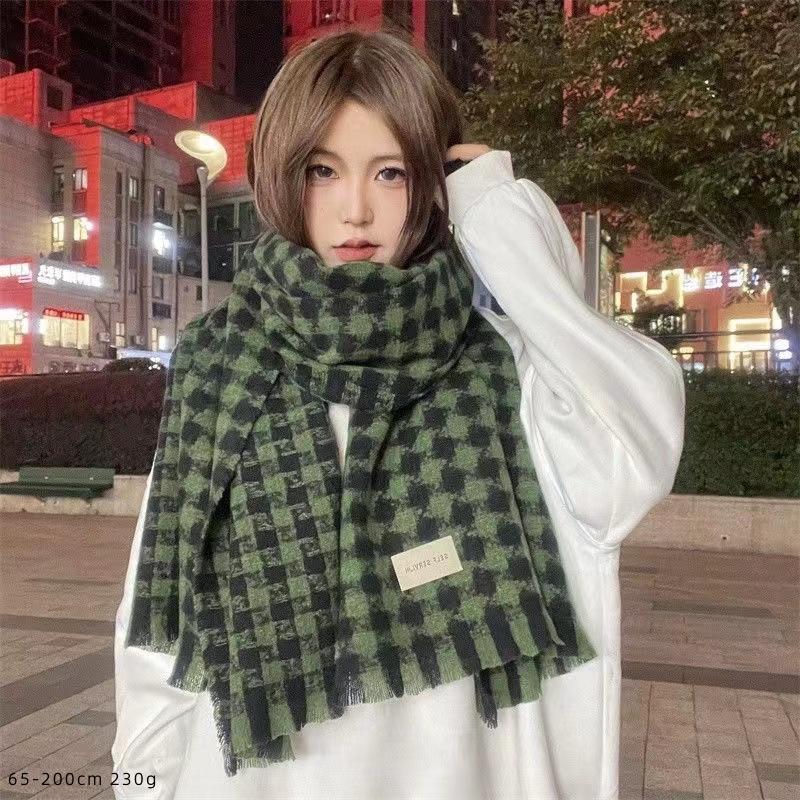 British Style Plaid Scarf Versatile Imitation Cashmere Scarf Shawl Advanced Sense Student Men'S And Women'S Scarf