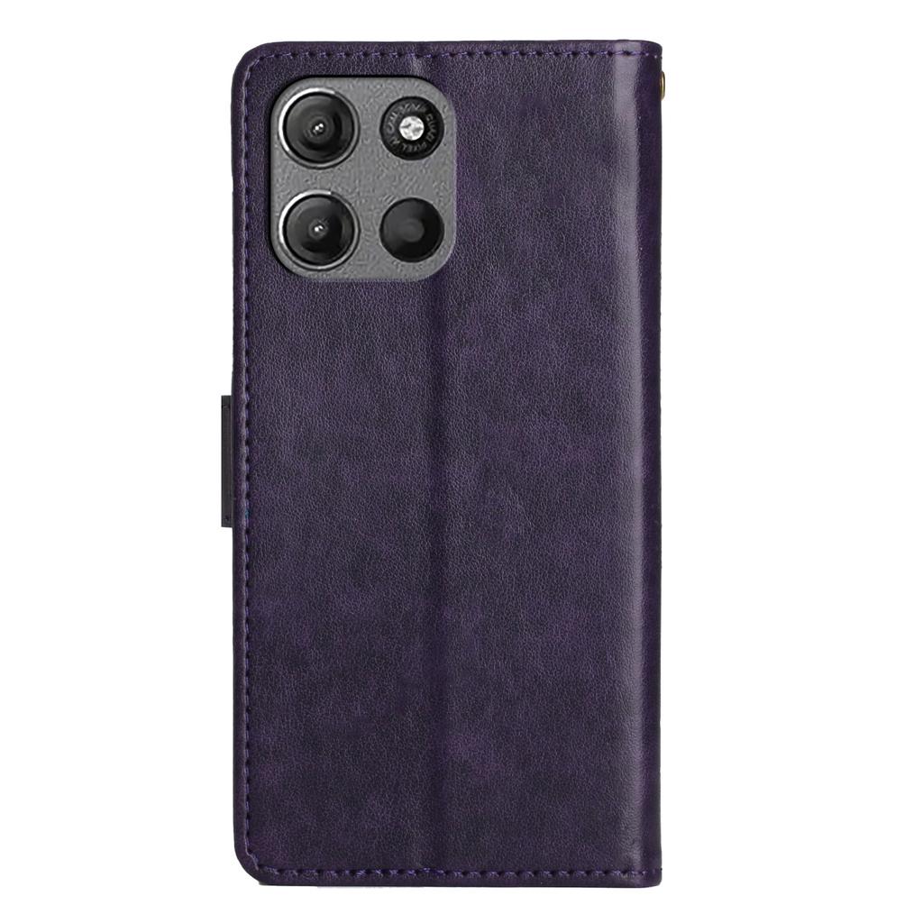 For Motorola Moto G (2026) 5G Leather Wallet Case Butterfly Flower Imprinted Phone Cover with Strap