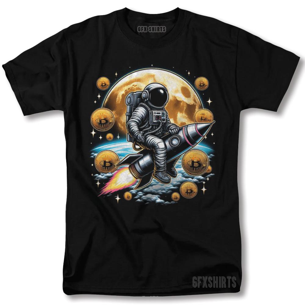 Bitcoin Shirt BTC Astronaut To The Moon Crypto HODL Dogecoine ETH XRP T-shirt XXL