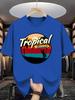Tropical Summer Unisexs Crew Neck T Shirt Retro Sunset Surfer Palm Tree Vintage Circle Graphic Short Sleeve Casual Street Tops