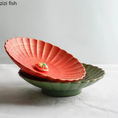 Piatto da cucina creativo in ceramica a forma di fiore, piatto da portata, piatto da portata per ristorante, piatto da sushi, piatto da verdura, vassoio da dessert