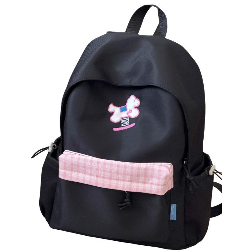 Schooltas schattig klein fris geruit rugzak hoge waarde cartoon geborduurd meisjes rugzak campus middelbare scholier schooltas