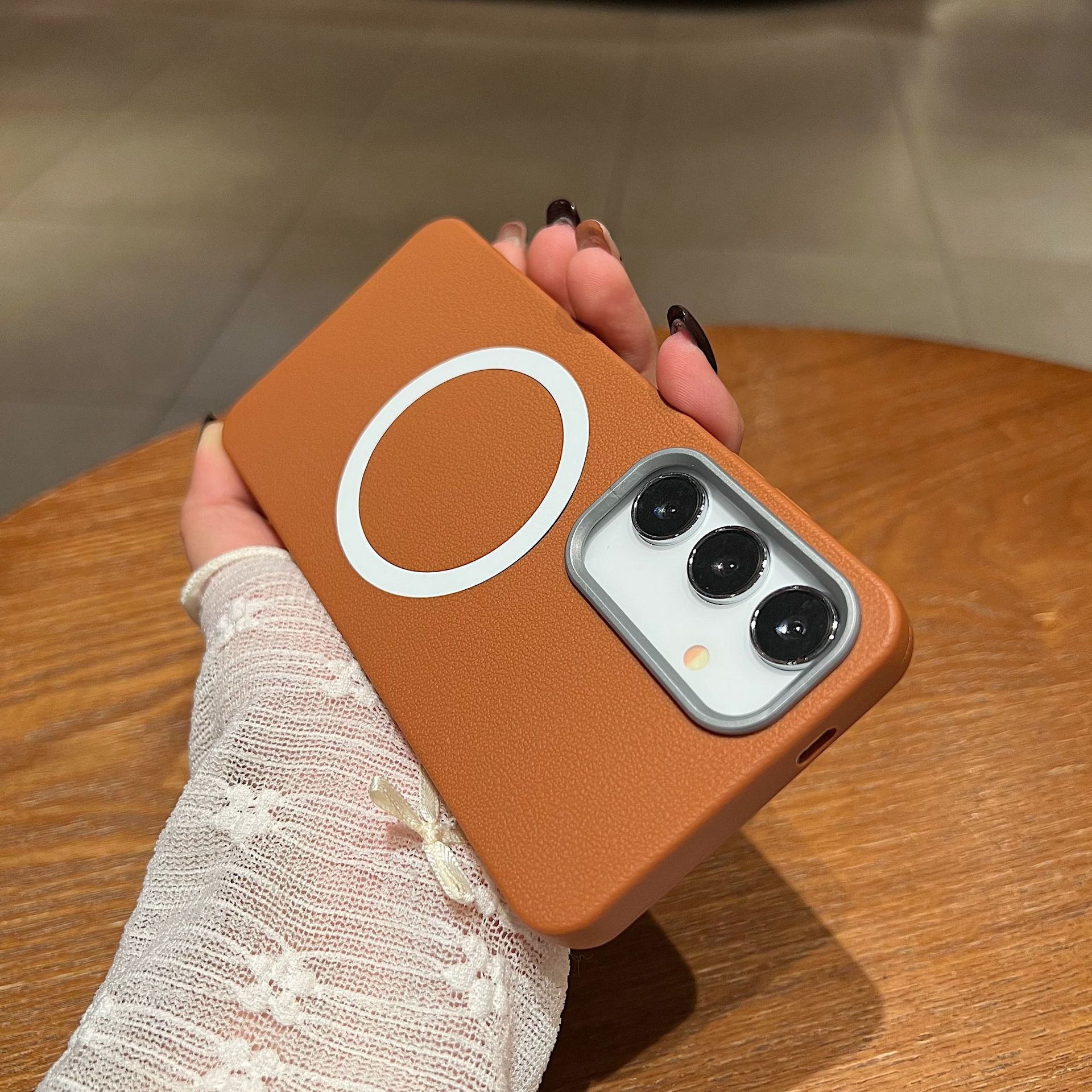 

Samsung S25 Ultra Leather Pattern Magnetic Suction Mobile Phone Case Suitable for S24 Business Litchi Pattern A55 Soft Shell A34 Protective Case A05S