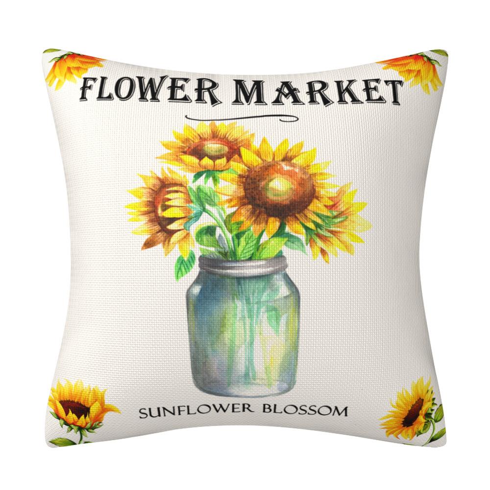 

Летние цветы подсолнуха Льняная наволочка Европейский и американский домашний декор Наволочка для подушки с грузовиком 45 * 45Cm (excluding pillow core)