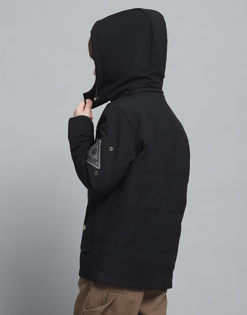 MONTE CARLO Boys Solid Black Hooded Neck Full Sleeve Jacket