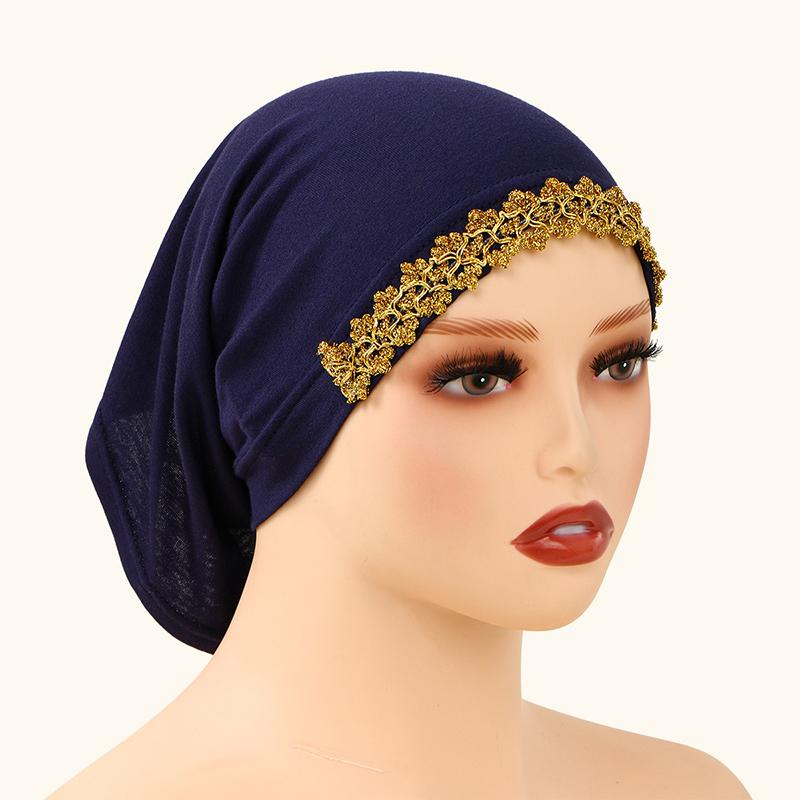 Modal Cotton Feel Undercap Stretchy Hijab Plain Soft Bonnet Muslim Women Hotfix Rhinestones Inner Hijab Turban Islam Underscarf