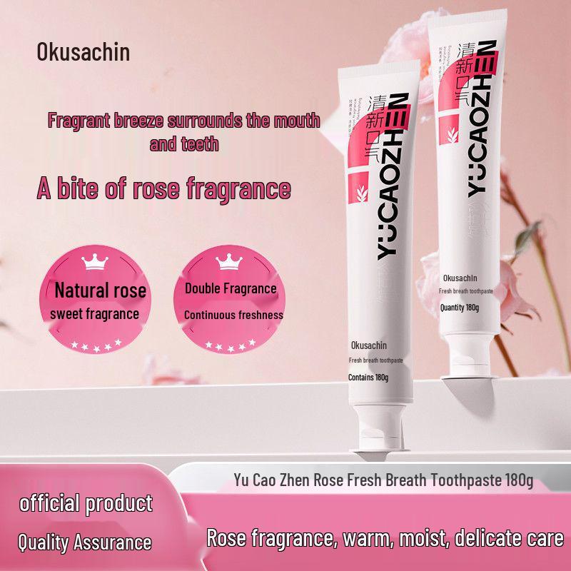 Yu Cao Zhen Rose Whitening Toothpaste with Fresh Breath and Stain Removal