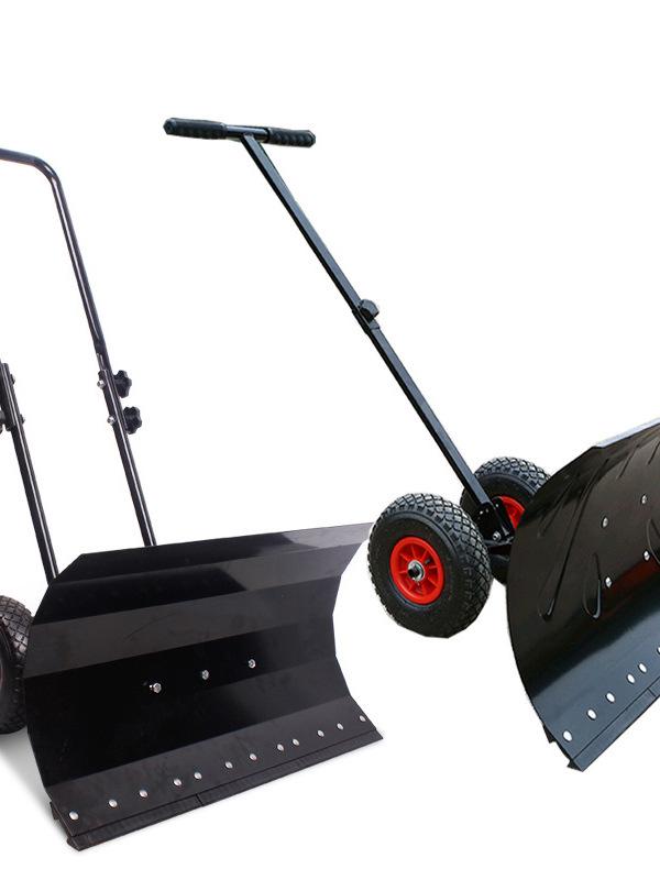 Wheeled Push Snow Shovel - Large Snow Removal Tool
