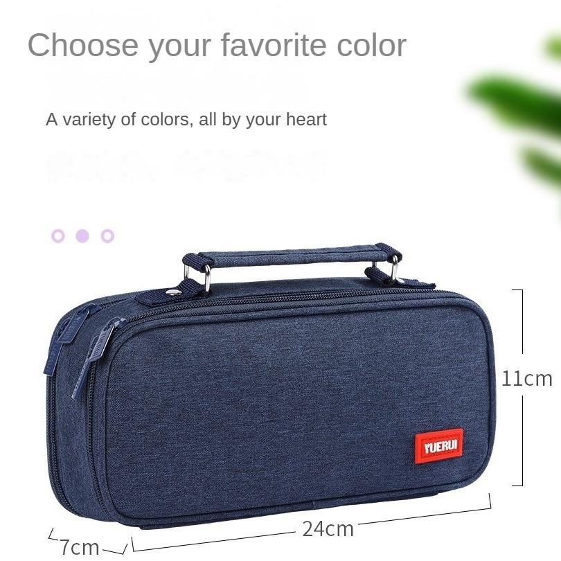 Simple Canvas Multi-layer Pencil Case Multi-functional Portable Stationery Box